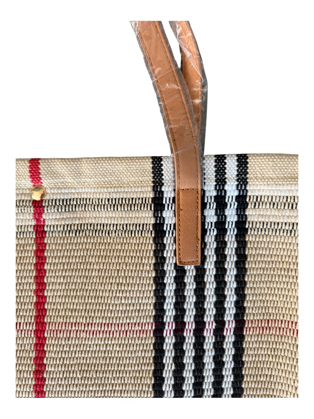 3 Woven Patterned Tote Bags New Cloth Woven Snap Closure - Multi Patterns - Picture 3 of 10